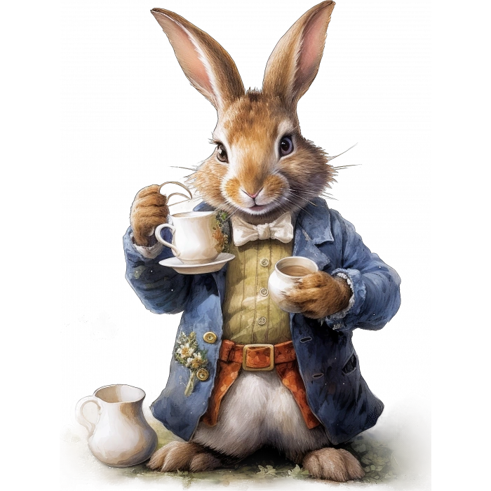 Çay İçen Tavşan Duvar Stickerı