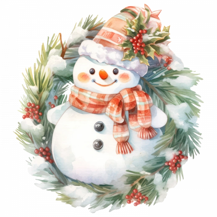 Çelenkli Karlı Adam Duvar Stickerı