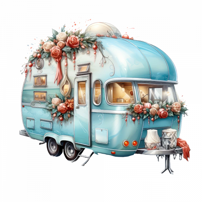 Çiçek Süslemeli Karavan Duvar Stickerı