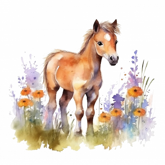 Çiçek Tarlasında At Yavrusu Duvar Stickerı
