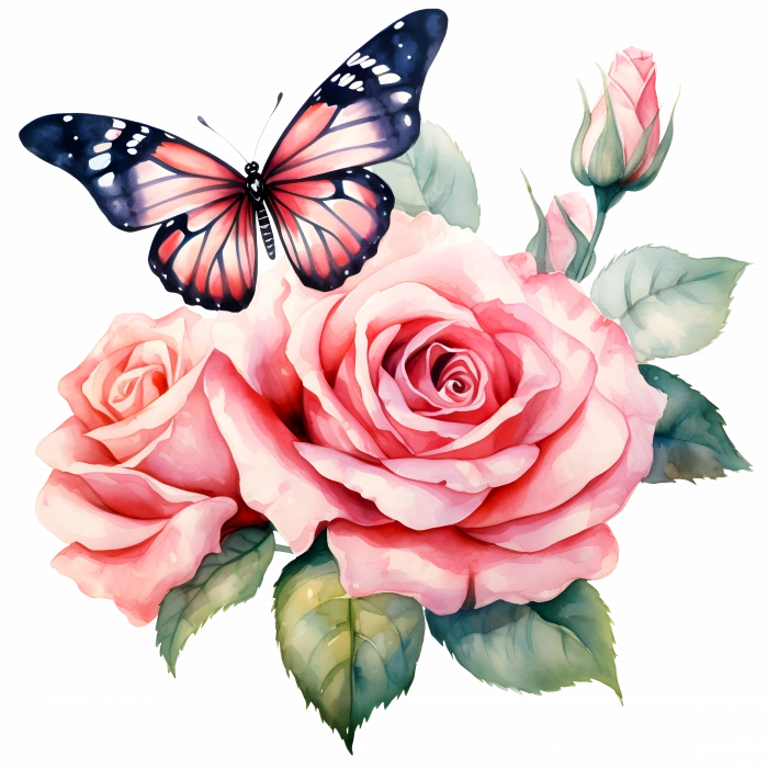 Çiçekli İki Kelebek Duvar Stickerı