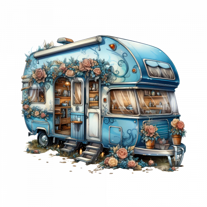 Çiçekli Karavan Duvar Stickerı