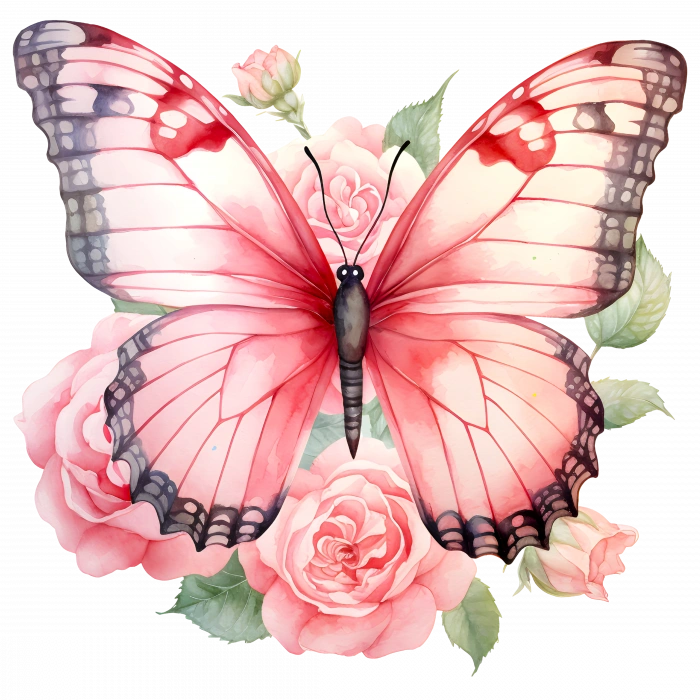 Çiçekli Kelebek ve Rüzgar Gülü Duvar Stickerı