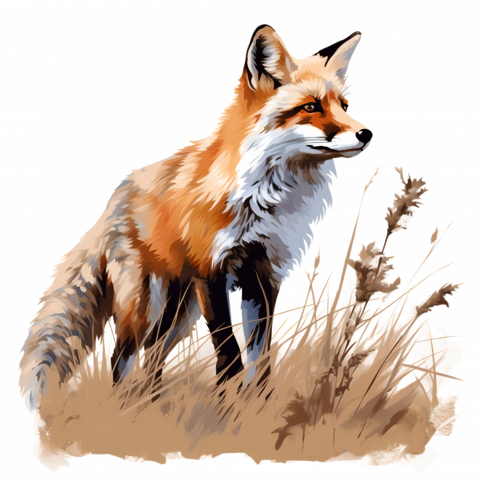 Çimlerin İçinde Duran Tilki Duvar Stickerı