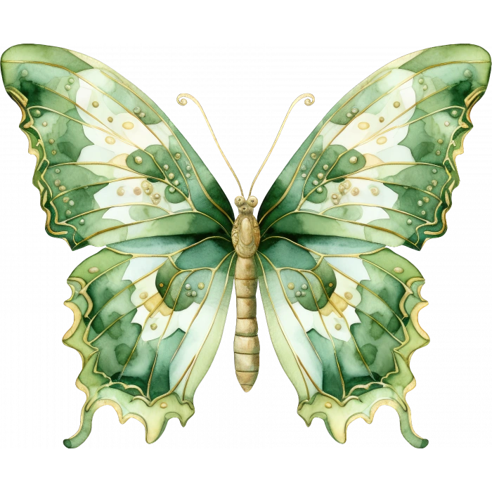 Desenli Yeşil Kelebek Duvar Stickerı