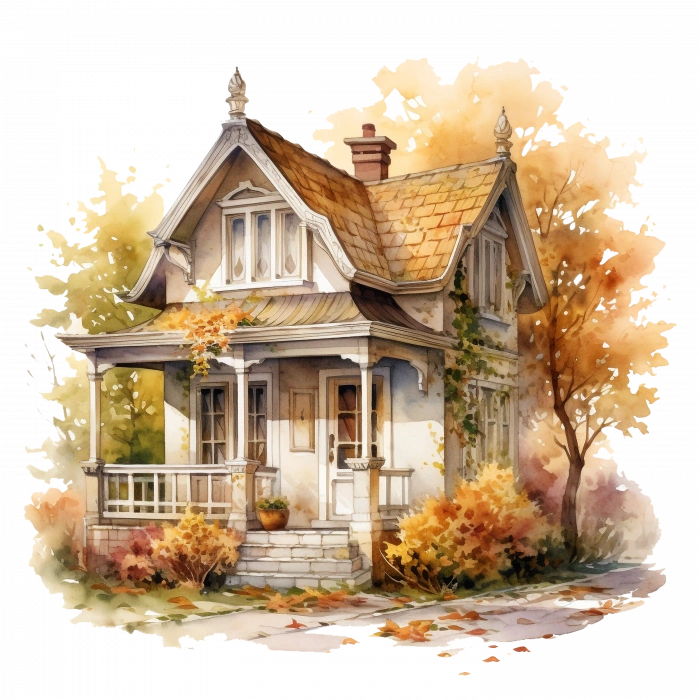 Eski Tarz Sonbahar Evi Duvar Stickerı