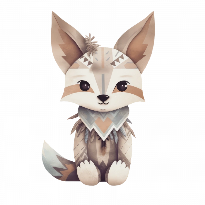 Etnik Desenli Minik Tilki Yavrusu Duvar Stickerı