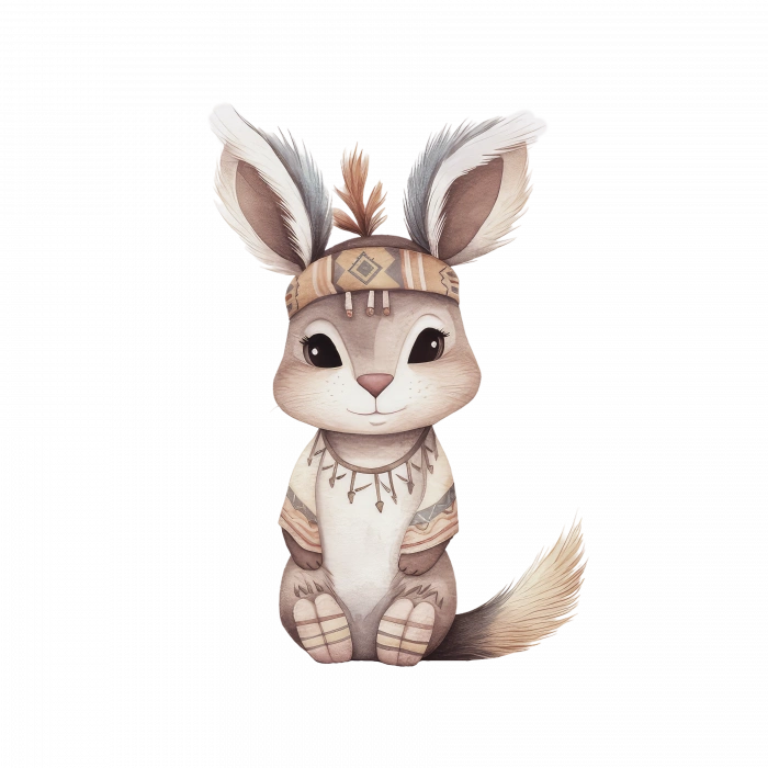 Etnik Desenli Sevimli Tavşan Duvar Stickerı