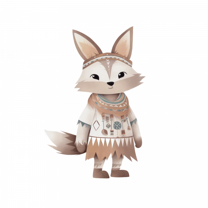 Etnik Desenli Şirin Tilki Duvar Stickerı