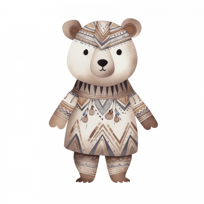 Etnik Desenli Tatlı Ayı Duvar Stickerı