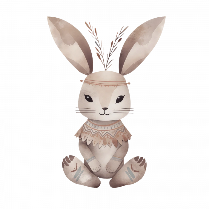 Etnik Desenli Uzun Kulaklı Tavşan Duvar Stickerı