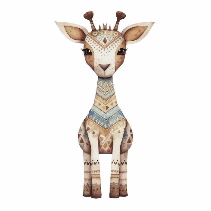 Etnik Desenli Zarif Zürafa Duvar Stickerı
