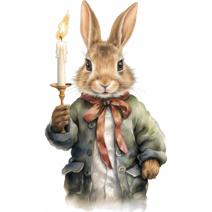 Fener Tutan Tavşan Duvar Stickerı - Tek Mumlu