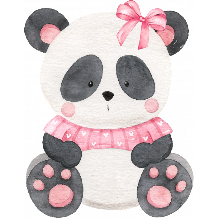 Fiyonklu Pembe Kazaklı Panda Duvar Stickerı