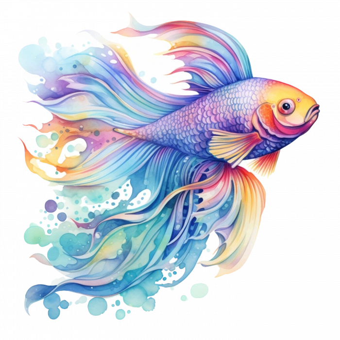 Gökkuşağı Beta Balığı Duvar Stickerı