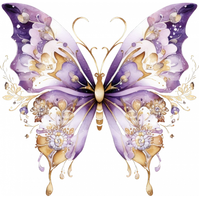 Gösterişli Mor Kelebek Duvar Stickerı