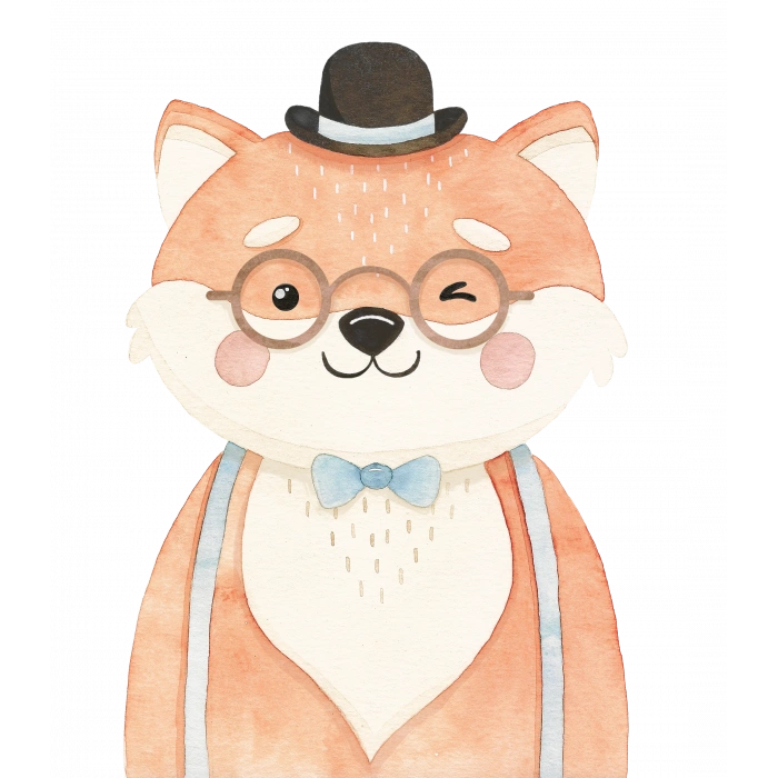 Gözlüklü Tilki Duvar Stickerı