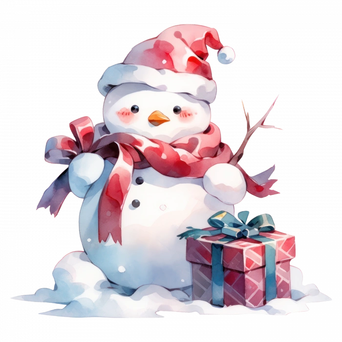 Hediyeli Karlı Adam Duvar Stickerı