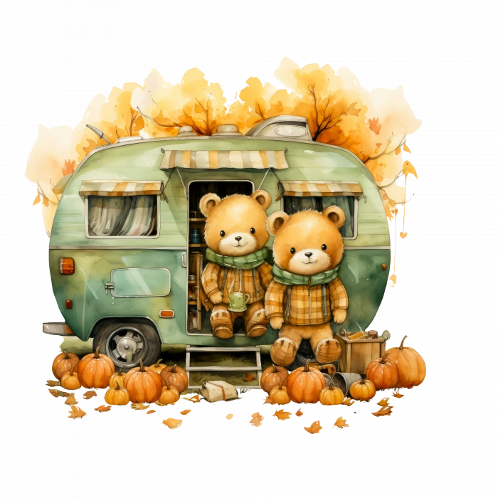 İki Ayıcık ve Kabaklı Karavan Duvar Stickerı