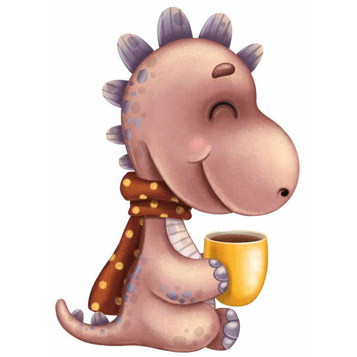 Kahve İçen Dinozor Duvar Stickerı