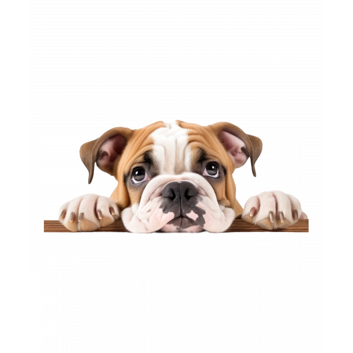 Kahverengi Beyaz İngiliz Bulldog Yavrusu Duvar Stickerı