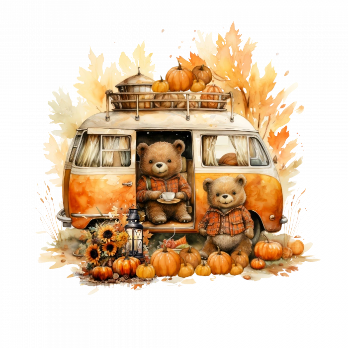 Kamp Yapan Ayıcıklar Karavan Stickerı