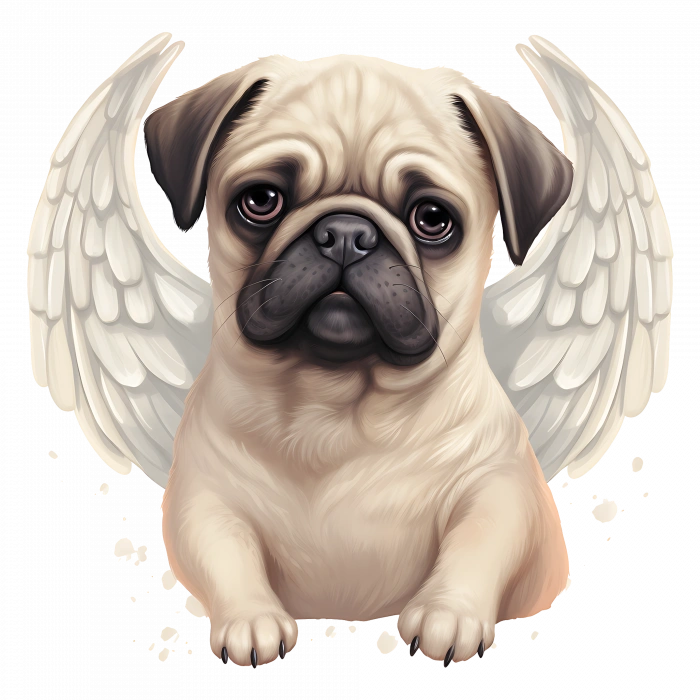 Kanatlı Pug Yavrusu Duvar Stickerı