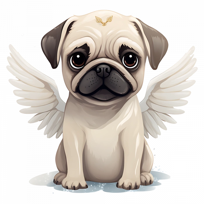 Kanatlı Pug Yavrusu Duvar Stickerı