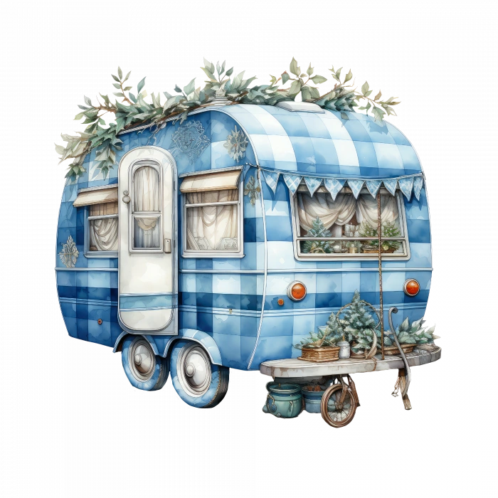 Kareli ve Karlı Karavan Duvar Stickerı