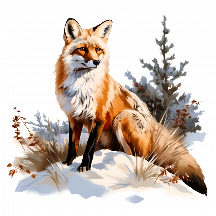 Karlı Manzaralı Tilki Duvar Stickerı