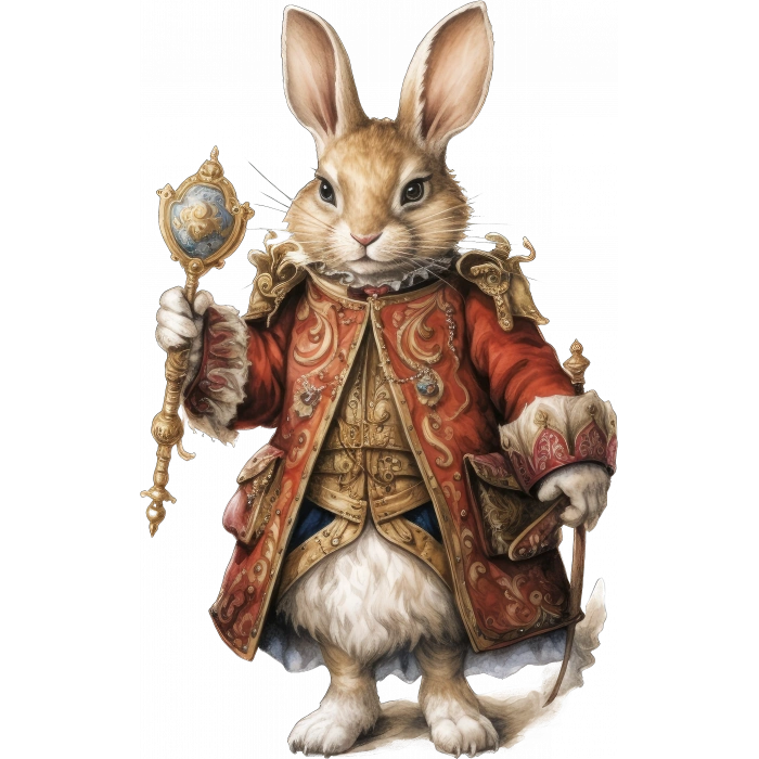 Kırmızı Ceketli Saatli Tavşan Duvar Stickerı