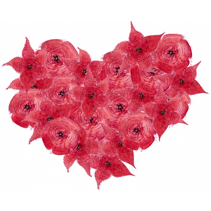 Kırmızı Çiçeklerden Kalp