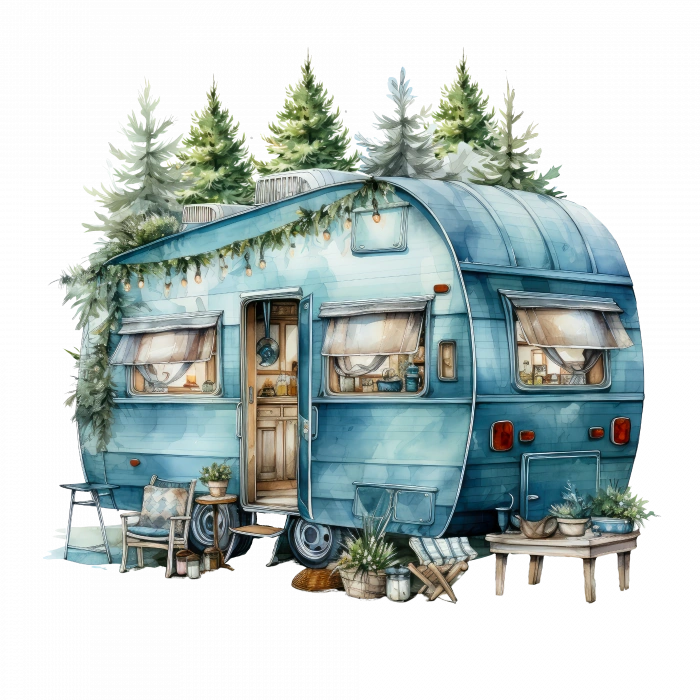 Kış Ormanı Karavanı Duvar Stickerı