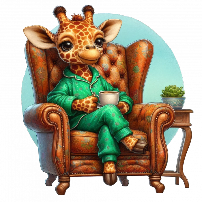 Koltukta Oturan Pijamalı Zürafa (Yan Görünüm)