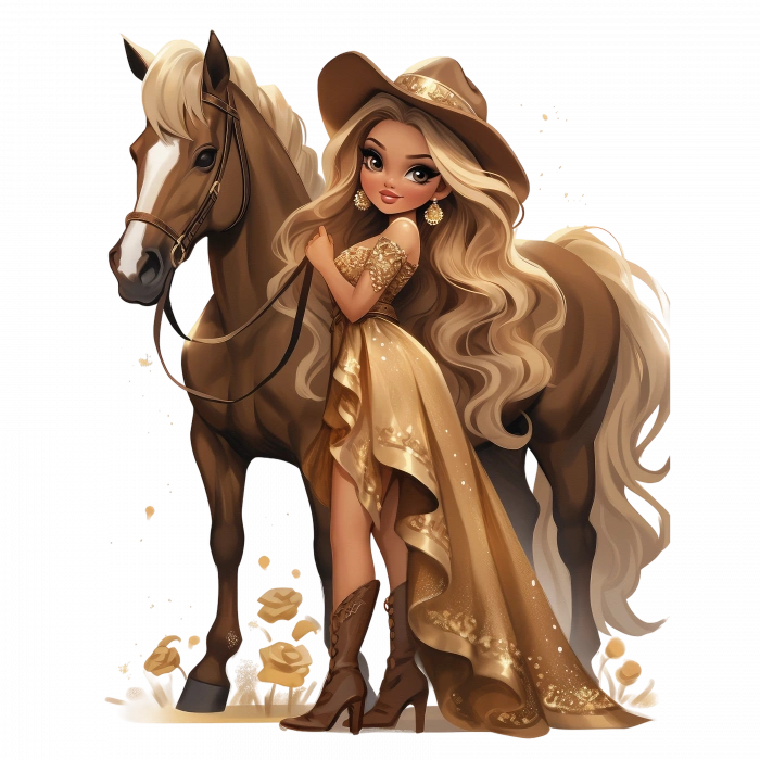 Kovboy Kız ve At Duvar Stickerı