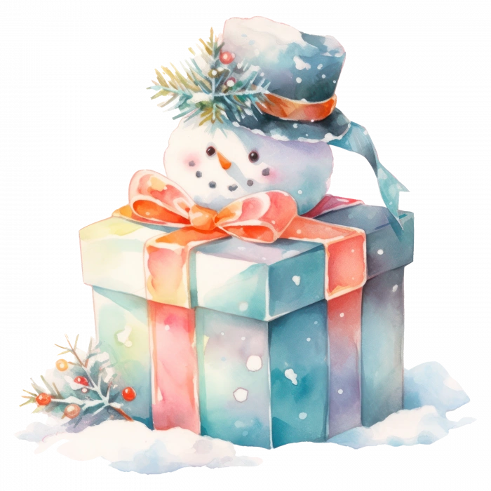 Kutuların Üstündeki Karlı Adam Duvar Stickerı