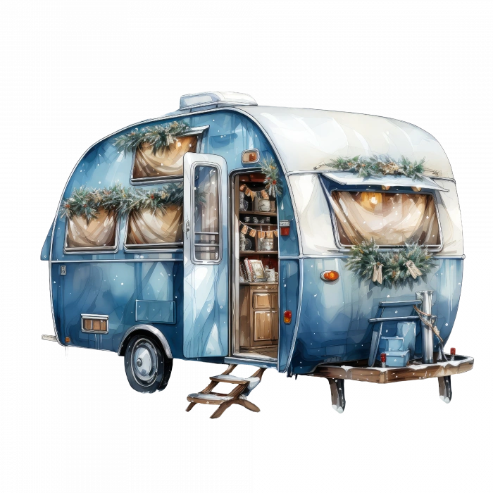 Mavi Karavan Duvar Stickerı