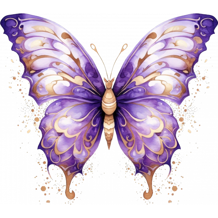 Mor-Beyaz Tonlarda Kelebek Duvar Stickerı