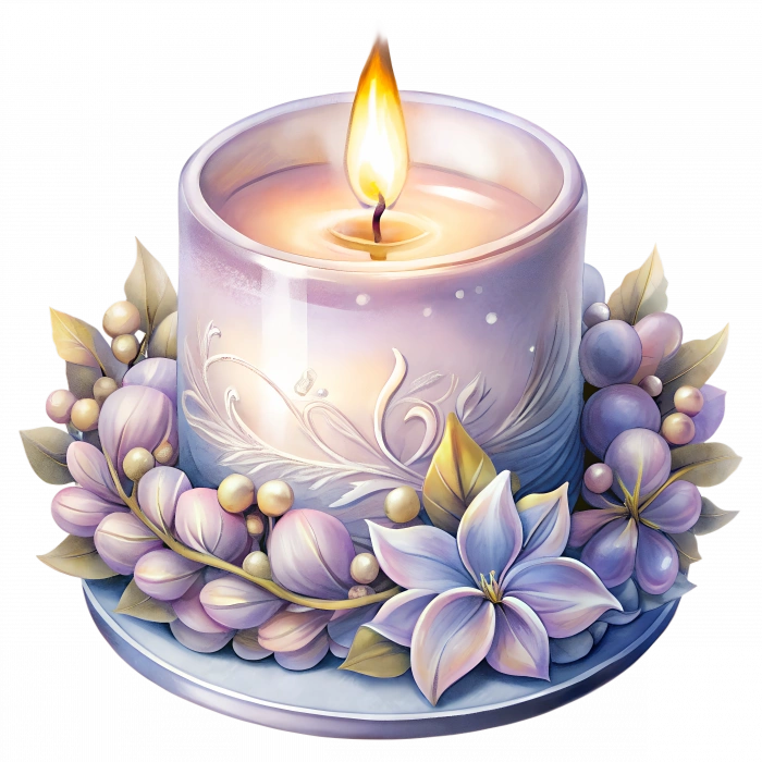 Mor Çiçekli ve Meyveli Mum Duvar Stickerı