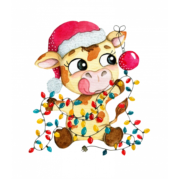 Noel Işıklı İnek Duvar Stickerı