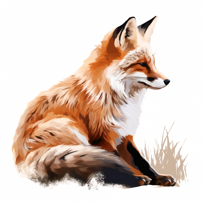 Otların Arasında Oturan Tilki Duvar Stickerı