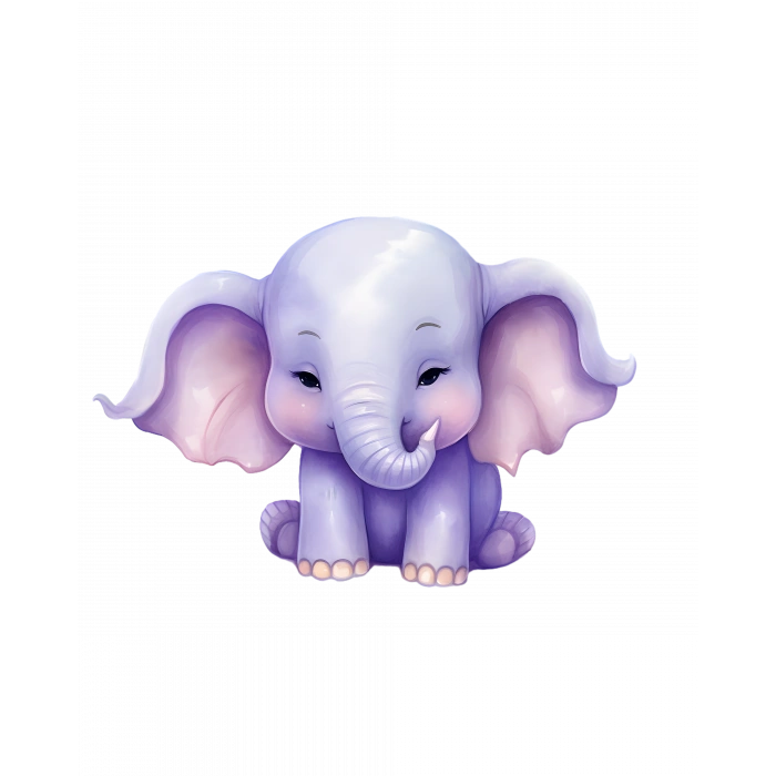 Oturan Mor Fil Duvar Çıkartması