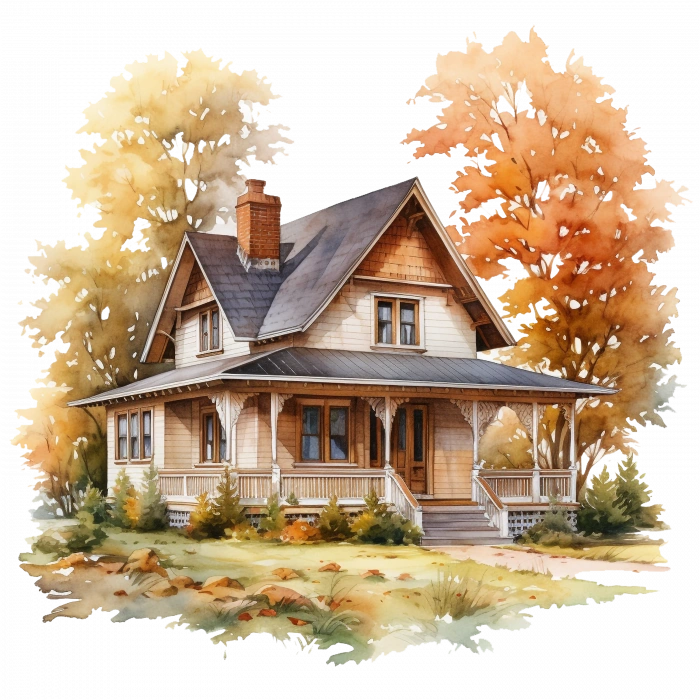 Pastel Tonlarda Sonbahar Ev Duvar Stickerı