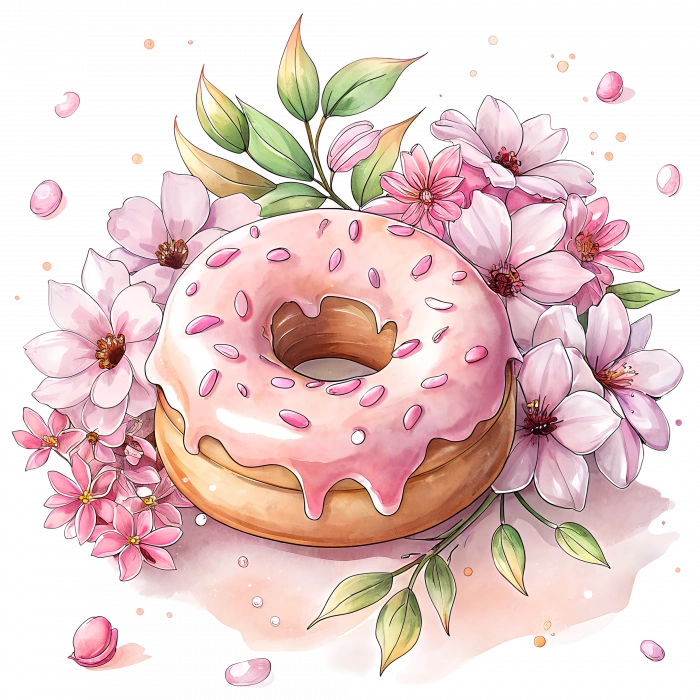 Pembe Çiçekli Donut