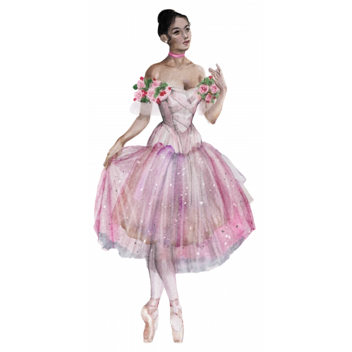 Pembe Elbiseli Balerin Duvar Stickerı