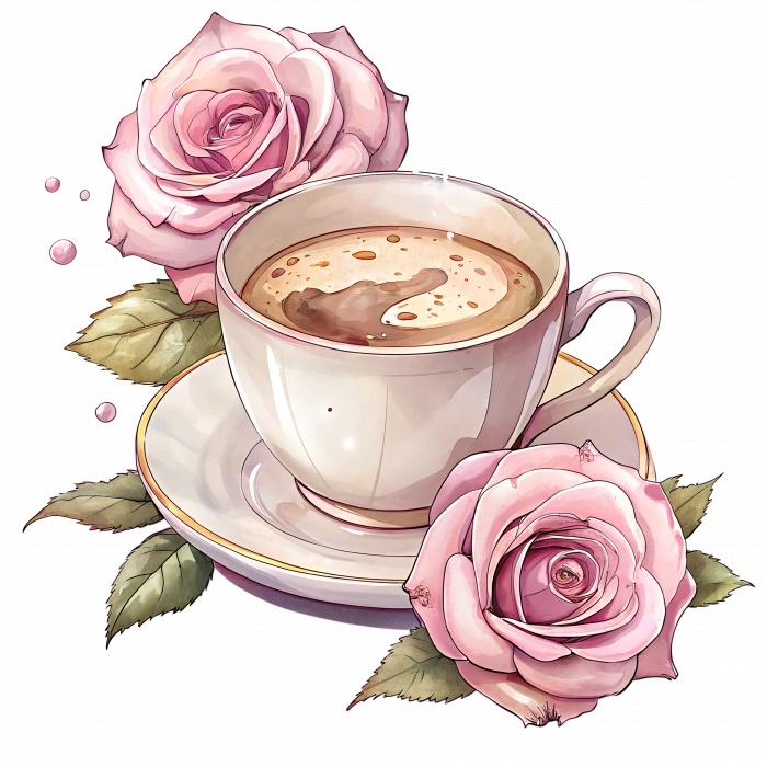 Pembe Güllü Kahve Fincanı