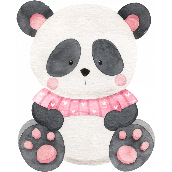 Pembe Kazaklı Panda Duvar Stickerı