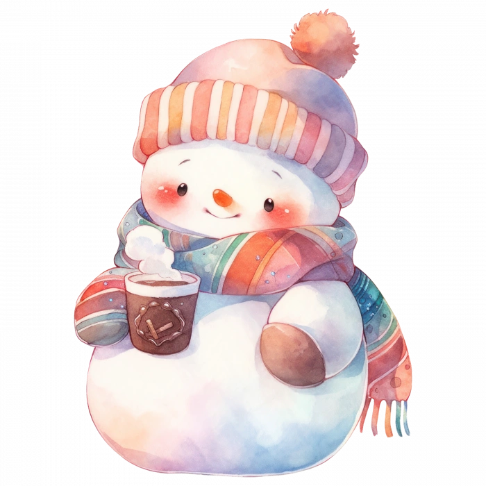 Renkli Atkılı Karlı Adam Duvar Stickerı