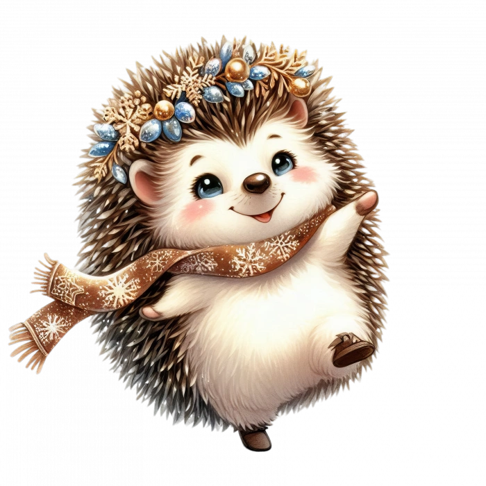 Şapkalı ve Atkılı Kirpi Duvar Stickerı