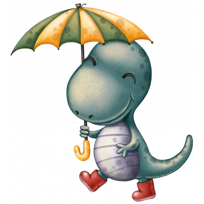 Şemsiyeli Dinozor Duvar Stickerı